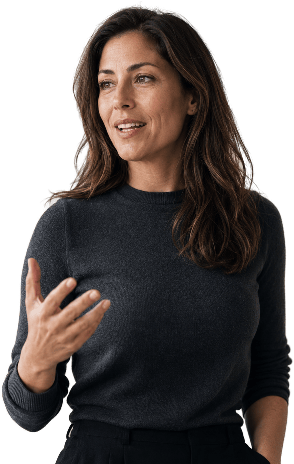 Woman speaking during an online English lesson